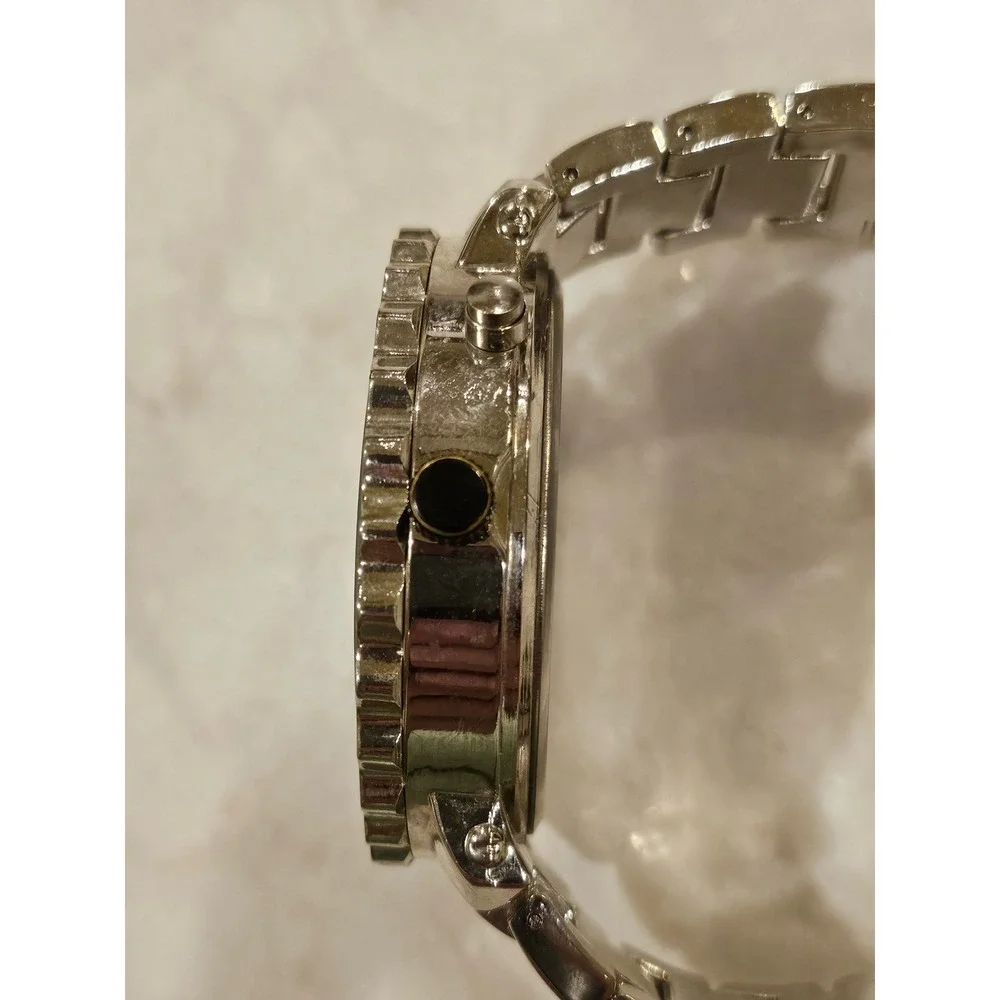 Ice King Quartz Watch Silver Tone Stainless Steel Checkered‎ Dial Mens